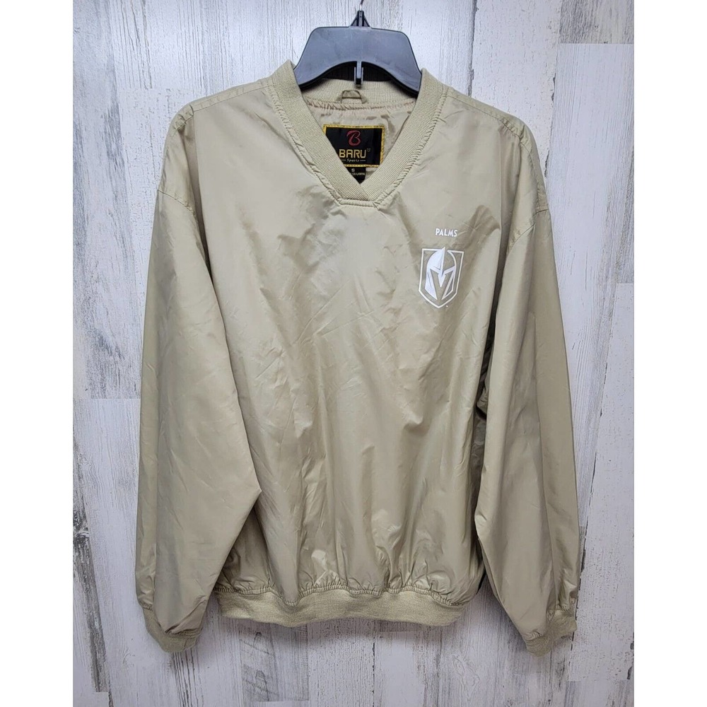 Baru Sports Windbreaker Men Small Beige V-Neck pullover golf Outdoor Gorpcore